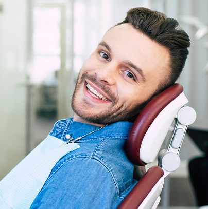Patient relaxing in dental chair
