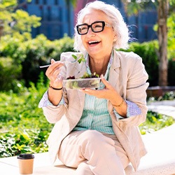 Lady enjoys salad