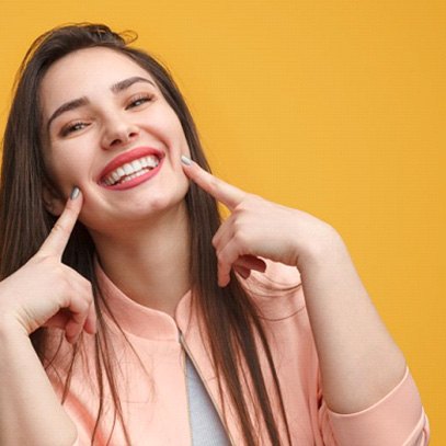 Lady shows off pretty smile