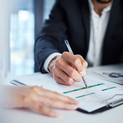 People go over paperwork