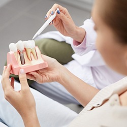 dentist explaining parts of a dental implant