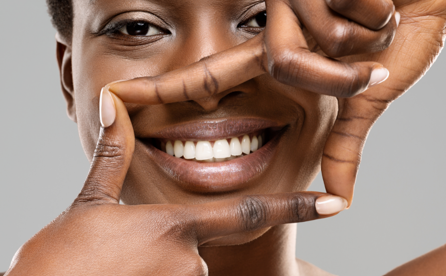 Smiling woman with white teeth